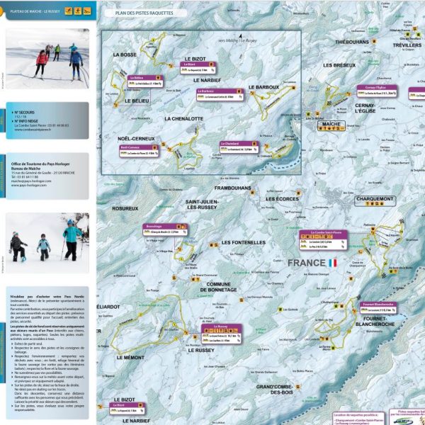 plan pistes raquettes maiche combe saint pierre pays horloger doubs jura