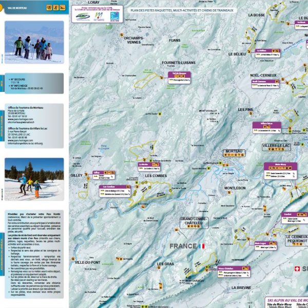 plan pistes raquettes val de morteau pays horloger doubs jura