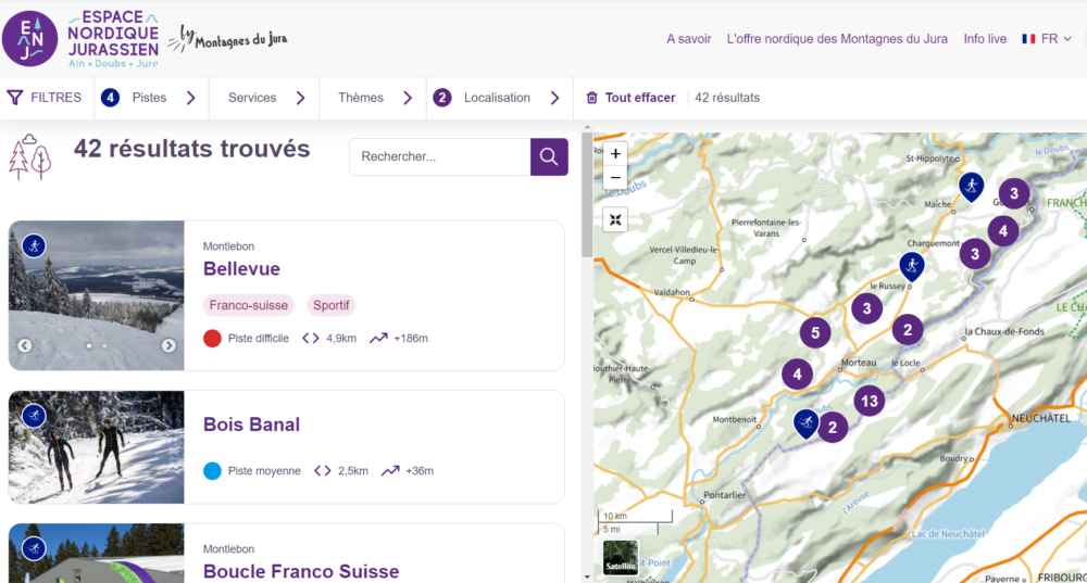 carte interactive piste ski de fond enj pays horloger