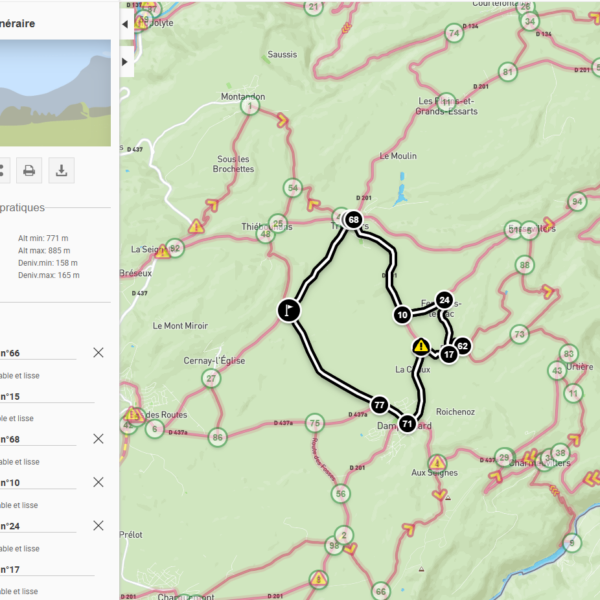 carte interactive points-noeuds doubs vélo pays horloger itinéraires